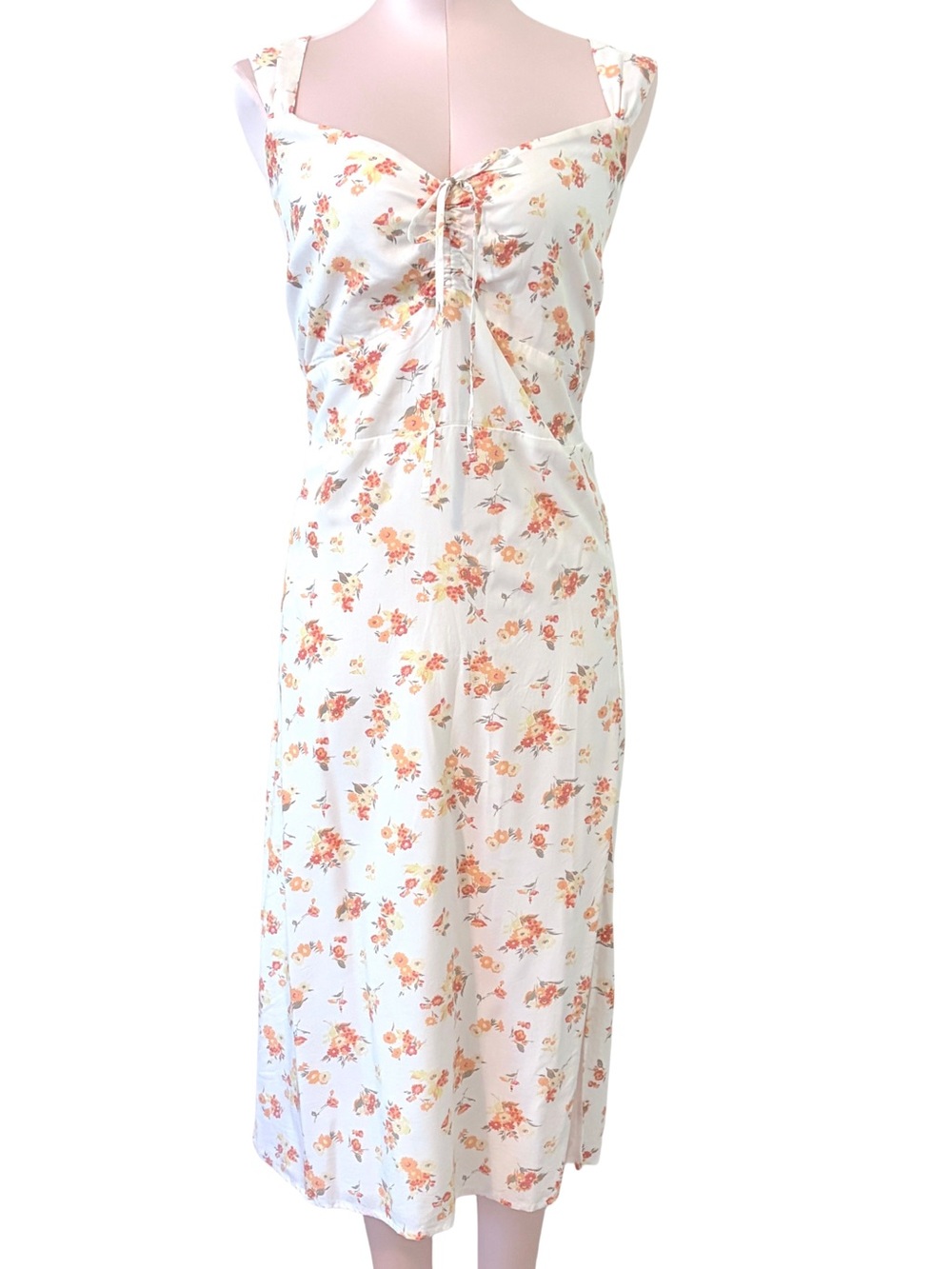 Abercrombie & Fitch Floral Cinch-Front Midi Slip Dress Side Slit  XL